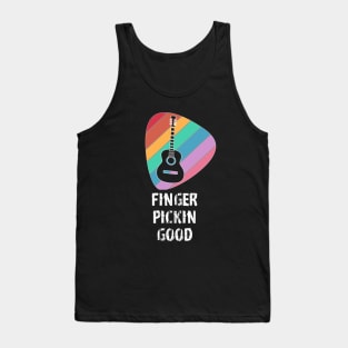 Finger Pickin Good funny guitar guitarist guitar pick rainbow Tank Top